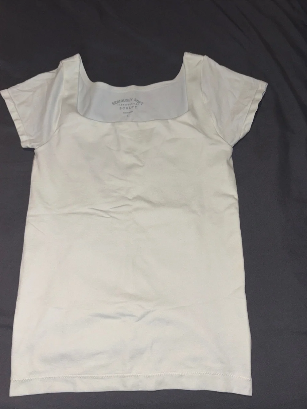 Aeropostale White Square Neck Short Sleeve Tee
